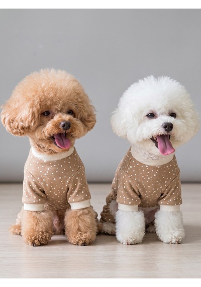 Latte Sprinkles Köpek Tulumu Pamuklu Penye Köpek Pijaması Küçük Irklar İçin Tüy Dökülmesini Azaltır