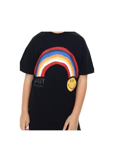 Ekkokids Erkek Çocuk Gülen Yüz Baskılı Tshirt-14166 SIYAH