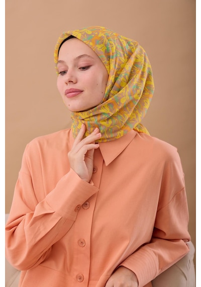 Silk Home Soft Eşarp 73091-39 Vizon, Patina Yeşili, Turuncu, Sarı