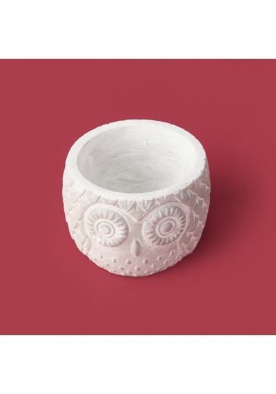Objevii Kozalak Desenli Beton Saksı - Krem - 8x10 Cm Renkli