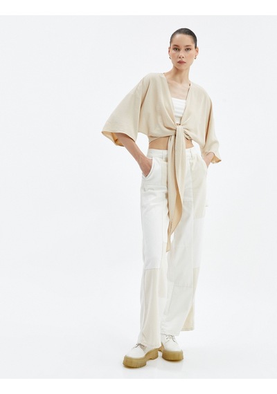 Koton Crop Kimono Oversize Kısa Geniş Kollu Kruvaze Önü Bağlamalı Bej 4wal50010ıw 4WAL50010IW057 Ekru Koton Crop Kimono Oversize Kısa Geniş Kollu Kruvaze Önü Bağlamalı Bej 4wal50010ıw 4WAL50010IW057 Ekru