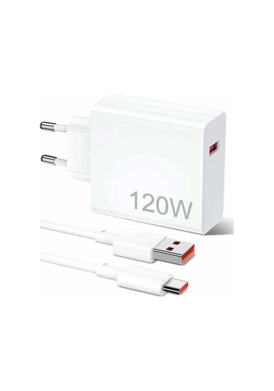 Buğz 120w Şarj Aleti Hızlı Çift Turbo Şarj Aleti Seti Beyaz