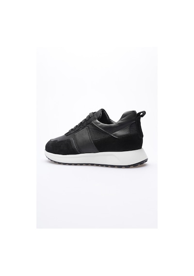 Erkek Hakiki Deri Süet Sneaker Paraşüt Detaylı Siyah Zerox Siyah