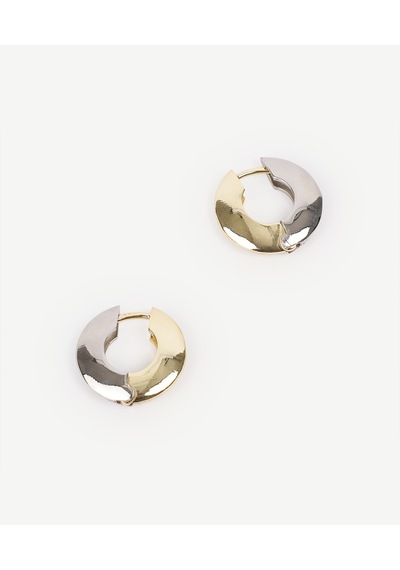 Yargıcı Gold Ve Silver Detaylı Halka Küpe 25kkbj8189x 320 Altın - Gümüş