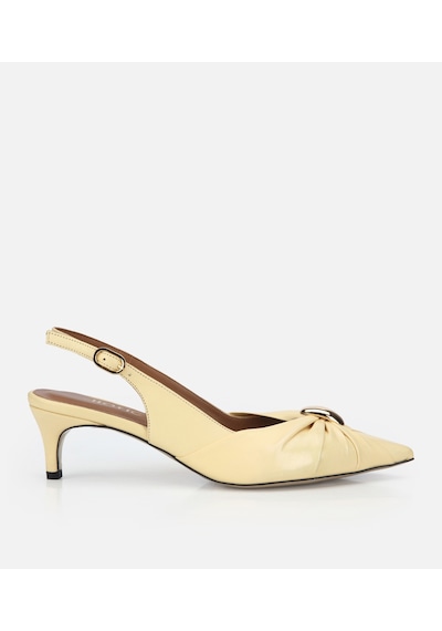 Hotiç Kadın Deri Sarı Gold Tokalı Arkası Açık Kısa Topuklu Stiletto 01ayh321440a520 01ayh321440a520