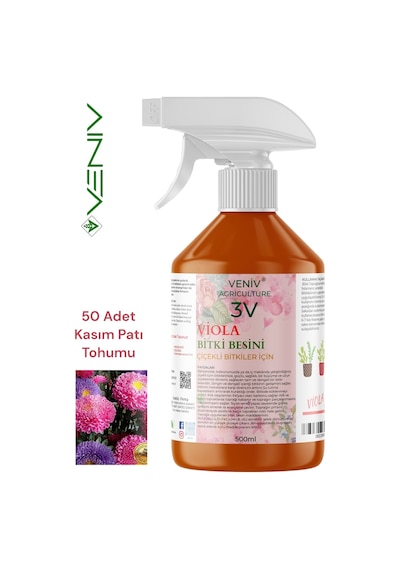 3v Viola 500 Ml Çiçeklendirici + 50 Kasım Patı Tohumu Sonbaharın Renkleri Bahçenizde 2