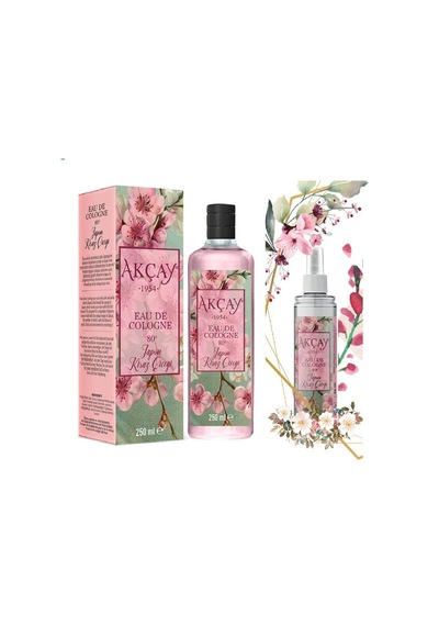 Akçay Japon Kiraz Çiçeği Cam Şişe Kolonya 250 ML + Sprey Kolonya 150 ML