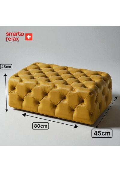 Smarto Relax Puf Swiss Style Guarda Ayaksız Kapitoneli Dekoratif 80x45x45 Cm Ayaksız Kapitoneli Dekoratif Puf Sarı