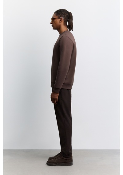 Avva Erkek Kahve Bisiklet Yaka 3 İplik Şardonlu -5 Dereceye Dayanıklı Regular Fit Sweatshirt A62y1291