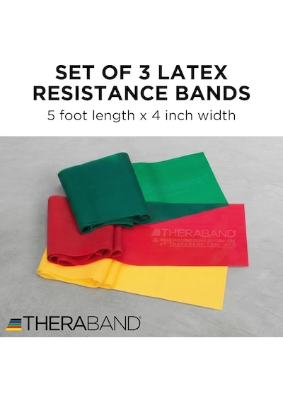 Theraband Lateks İçermeyen Egzersiz Bantları, Üst Vücut, Alt Vücut Ve Gövde Egzersizleri, Fizyoterapi, Pilates, Ev Çok Renkli