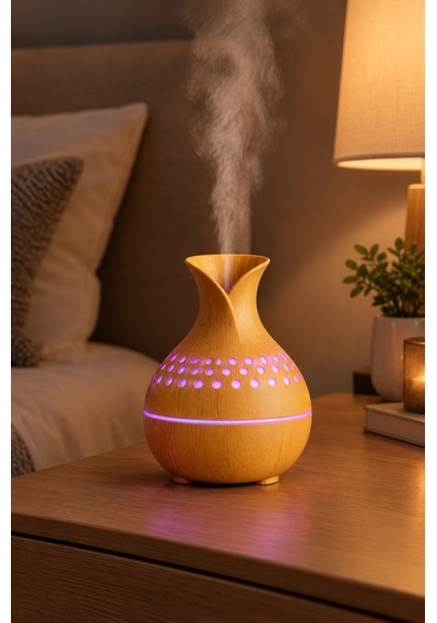 Çiçek Vazo Tasarımlı Hava Nemlendirici Buhar Makinası-aroma Difüzörü Led Işık 300ml