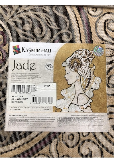 Kaşmir Halı Jade 97X200 Z009-02 Gri Mor Yolluk 2 Metre !