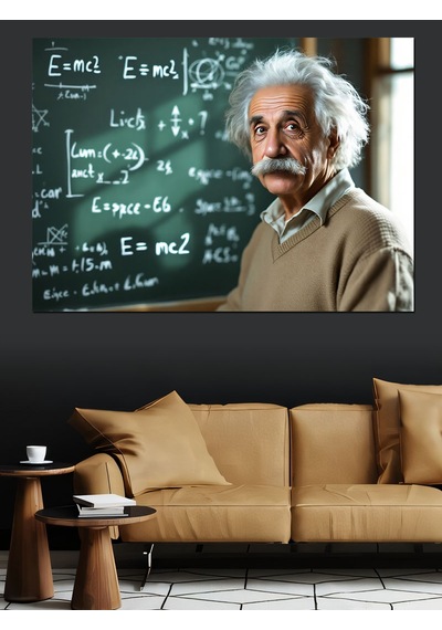 Bilim İnsanı Albert Einstein Dekoratif Kanvas - Mdf Ahşap Tablo