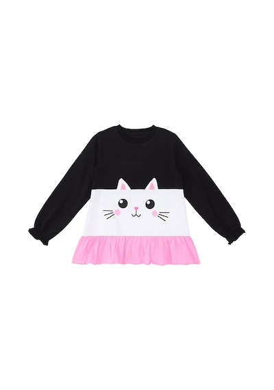Fırfırlı Beyaz Kedi Kız Çocuk T-shirt Tayt Takım