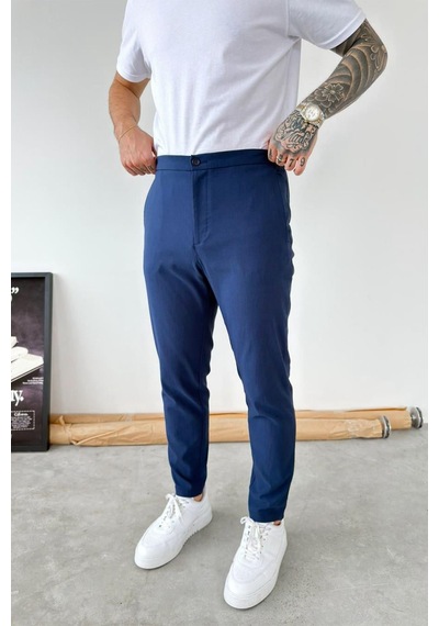 Lacivert Tensel Kumaş Regular Fit Pantolon