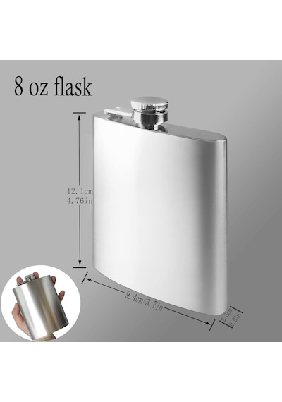 Perlotus 5 Oz- 150 Cc Hunili Cep Tipi Vidalı Kapaklı Çelik Viski İçki Matarası