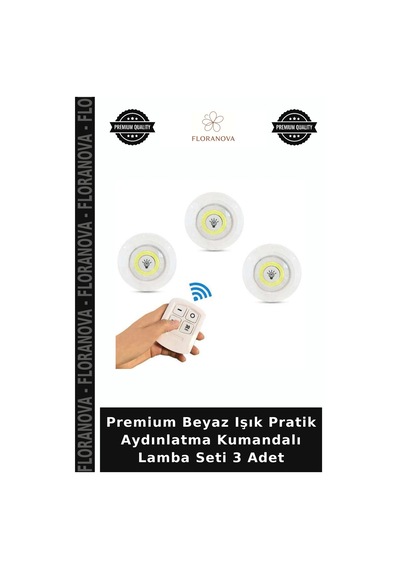 Premium Beyaz Işık Pratik Aydınlatma Kumandalı Lamba Seti 3 Adet Çok Renkli