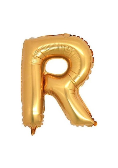 R Harf Altın Folyo Balon 40 İnc 100 Cm