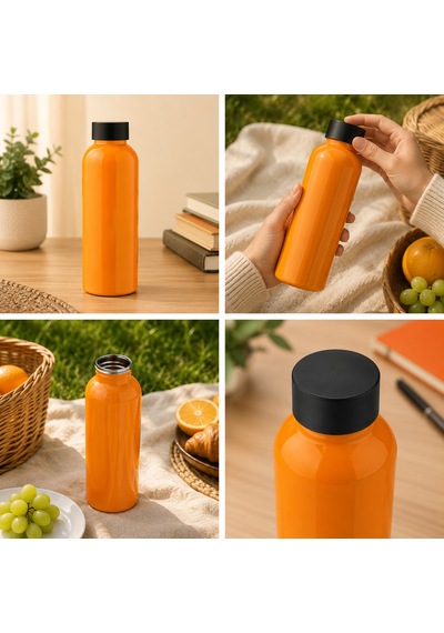 Mamawata Orange Paslanmaz Çelik Matara 500 Ml Ultra Hafif Sızdırmaz Suluk Turuncu