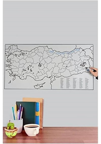 Cengo Türkiye Haritası Akıllı Kağıt Tahta, 48x93cm Beyaz - Siyah