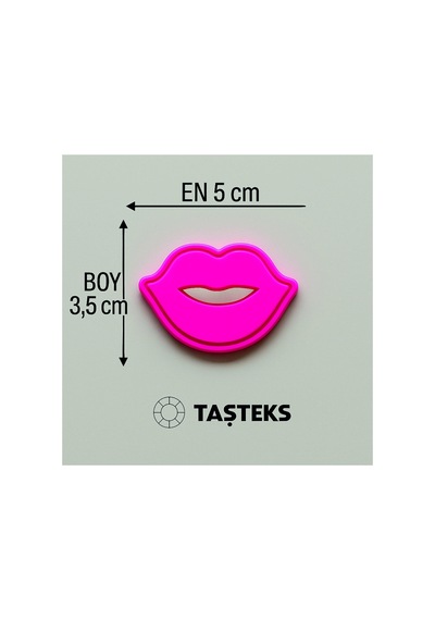 Ütülenebilen Veya Sticker Olarak Kullanılabilen Neon Pembe Dudak Patch