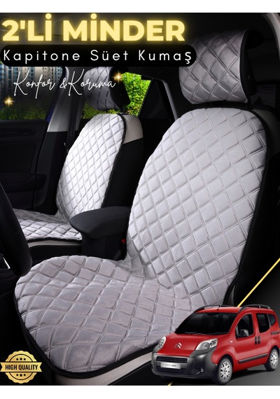 Citroen Nemo Uyumlu 2'li Süet Oto Koltuk Minderi Terletmez Kolay Montaj Oto Koltuk Kılıfı A3