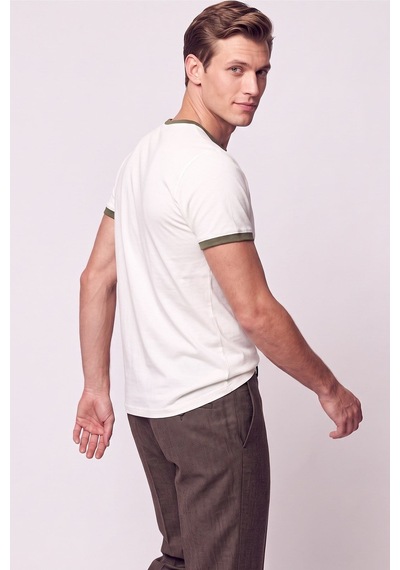 Efor Slim Fit Bisiklet Yaka Ekru - Haki Tişört Ts 932 Ekru-haki