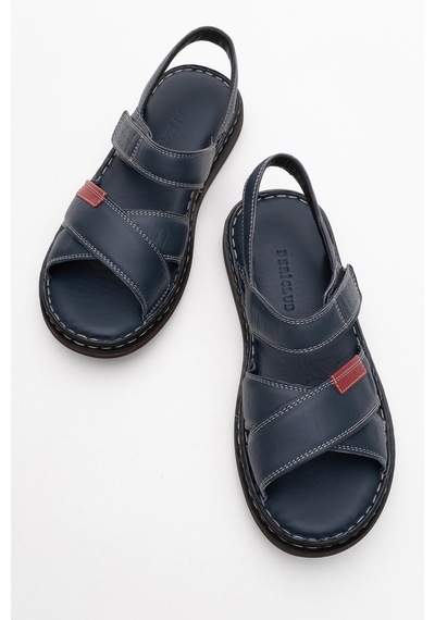 Dericlub Erkek Çapraz Bantlı Sandalet Gerçek Deri Dc 1216 Lacivert