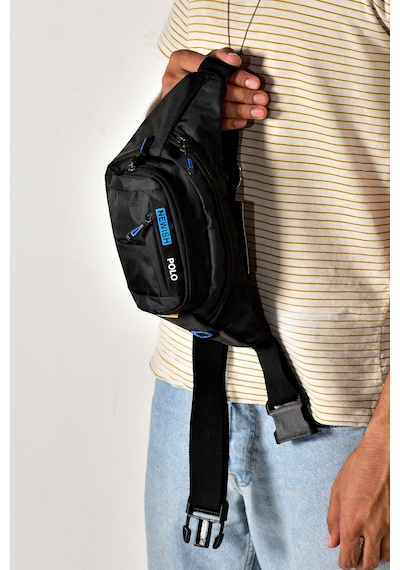 Tuldar Deri Usb Kulaklık Çıkışlı Crossbody Çapraz Göğüs Omuz Ve Bel Çantası Tul360 Siyah - Mavi