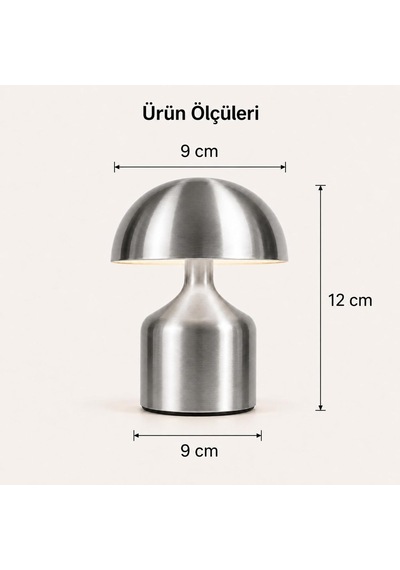 Şarj Edilebilir Led Mantar Masa Lambası, Dokunmatik 3 Renk Modlu, 1800 Mah Kablosuz Metal Abajur, Usb Type-c Şarjlı Komodin Gece Lambası, Led3202-1, Gri Renk Diğer Şarj Edilebilir Led Mantar Masa Lambası, Dokunmatik 3 Renk Modlu, 1800 Mah Kablosuz Metal Abajur, Usb Type-c Şarjlı Komodin Gece Lambası, Led3202-1, Gri Renk Diğer