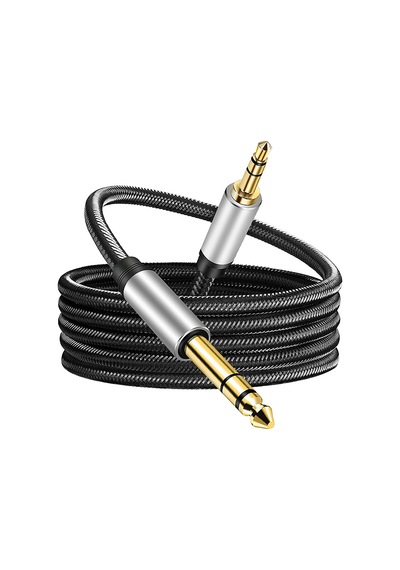 Mp3 Çalar Hoparlör Bilgisayar Akıllı Telefon İçin Naylon Örgülü 6.35mm Trs Stereo Ses Kablosu
