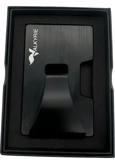 Valkyrie Akıllı Mekanizmalı Minimalist Metal Kartlık Rfıd Korumalı Şık Dayanıklı 15-25 Kart Kapasiteli Cüzdan Kartlık Siyah Siyah