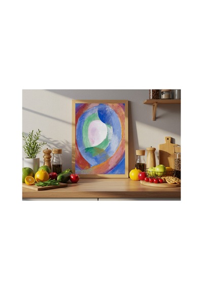 Modern Sanat Delaunay Dairesel Formlar Ay Çerçevesiz Poster 21x30 Cm A4 Tablo Modern Sanat