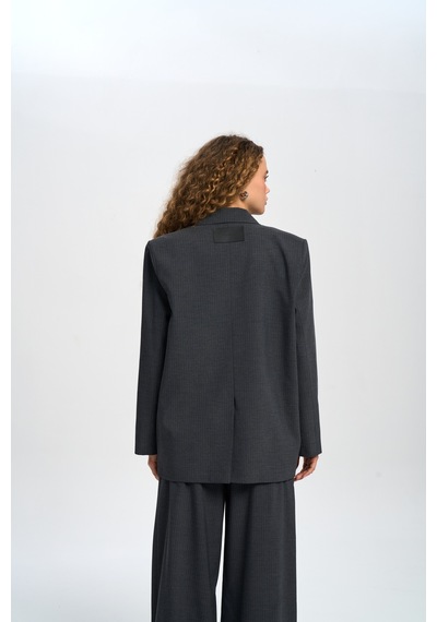 Mai Studios Co. Jessical Çizgili Antrasit Blazer Antrasit
