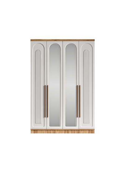 Flora 4 Kapaklı Aynalı Komple Mdf Gardırop - Elbise Dolabı