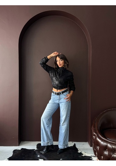Verymoda Payetli Kadın Ceket - Şık Gece Kombini Siyah