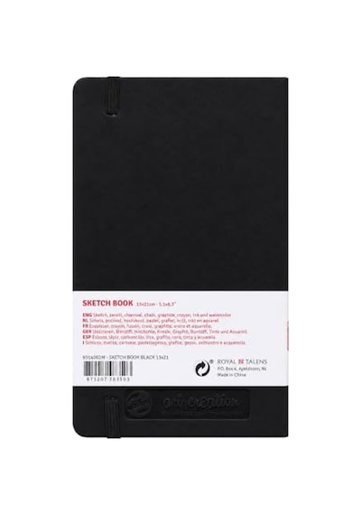 Talens Artcreatıon Eskiz Bloğu 140 Gr 13 X 21 Cm Siyah Sert Bağlı Cep Defteri, 140 Gsm/90 Lb Kağıt, Asitsiz Krem Boş Kağıt, Şerit Yer İşareti Ve Elastik Kapatma