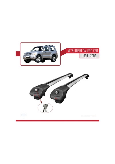 Mitsubishi Pajero V60 3 Kapı 1999-2006 Arası İle Uyumlu Ace-1 Ara Atkı Tavan Barı Gri