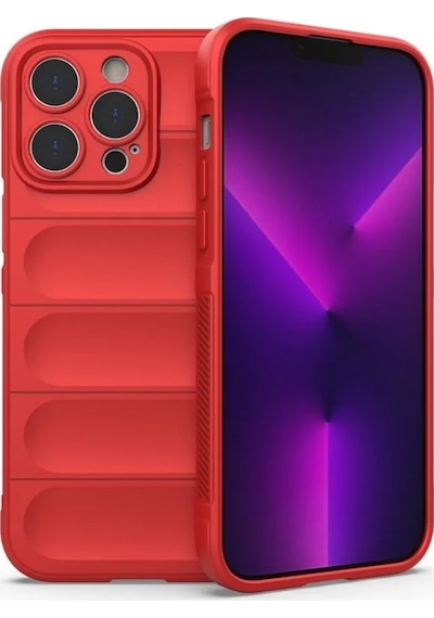 Apple Uyumlu iPhone 13 Pro Silikon Kılıf - Kamera Korumalı Esnek Airbag Kapak - Kırmızı