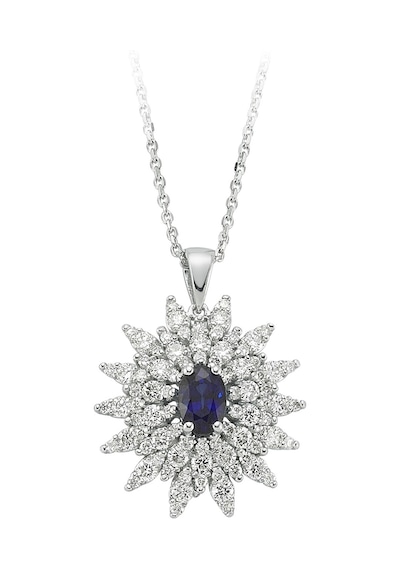 Sirius Pırlanta ve Oval Safir Taşlı Anturaj Kolye 0804P0097
