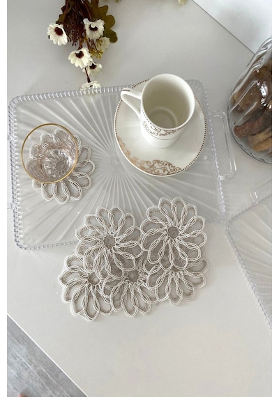 Model Melbourne 6 Adet Fincan Yanı Sunum Peçetesi - Krem Gold