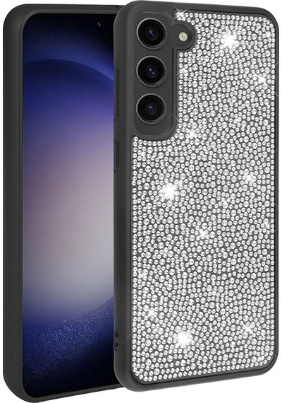 Galaxy S23 Plus Uyumlu Parlak Taşlı Tasarım Ston Kılıf-siyah Siyah Siyah