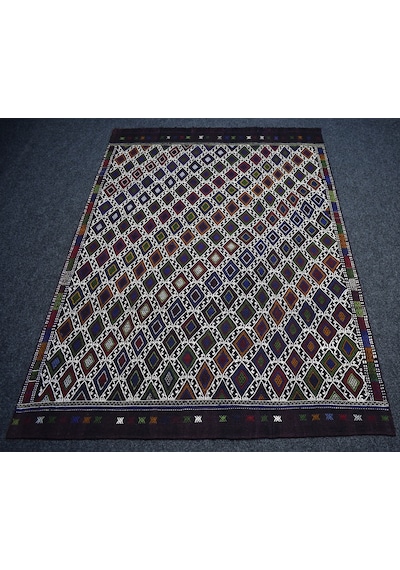 Zehra Abla Halı Yeni El Dokuması Eşsiz Karapınar Cecim Yün Kilim 7474 Çok Renkli