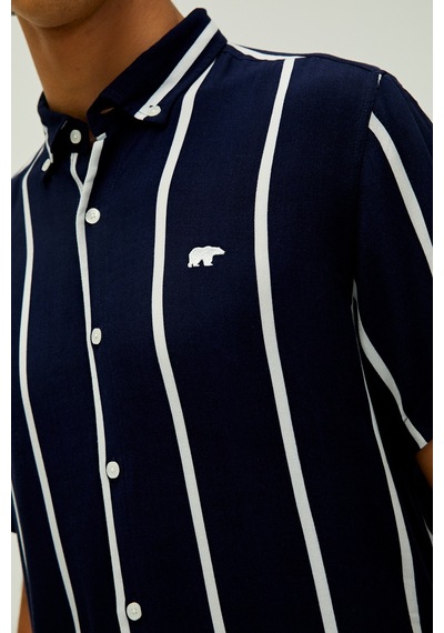 Bad Bear Sergio Shirt Lacivert Kısa Kollu Çizgili Erkek Gömlek-lacivert Lacivert
