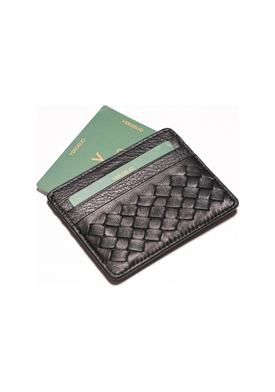 Black Cüzdan & Kartlık Erkek 845 Vergelio Knitting Wallet Card Holder Siyah