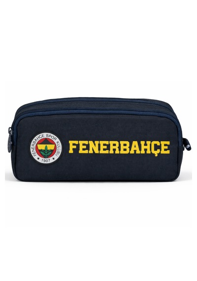 Fenerbahçe Lisanslı Su İtici Özellikli Lacivert Kalemlik- İki Bölmeli & Rubber Logolu Kalem Çantası