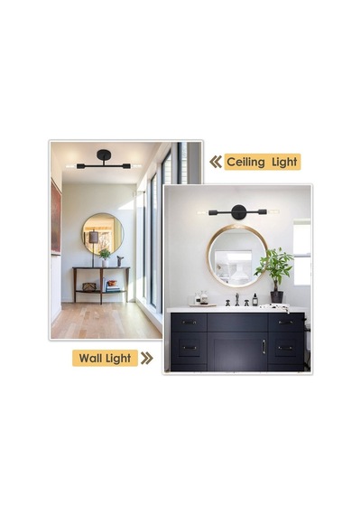 Riolight Modern Siyah 2xe27 Duylu Ayna Üstü Metal Duvar Aplik Not Siyah