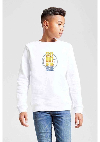 Tshirthane Pubg Stay Out Baskılı Unisex Çocuk Beyaz Sweatshirt Beyaz