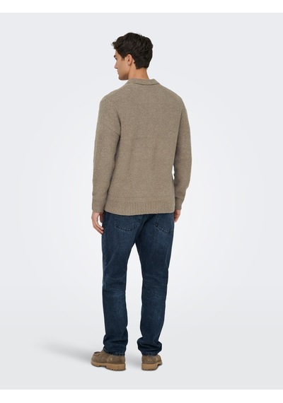 Only & Sons Onsdale Rlx Ls Polo Knıt Noos Erkek Gri Kazak - 22033324
