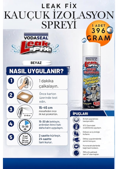 396 Gr Beyaz Su Yalıtım Sızdırmaz Geçirmez İzolasyon Kauçuk Spreyi Çatı Oluk, Banyo, Boru, Teras Ve Duvar Sızıntı Önleyici Kaplama Sprey Çatlak Kapatıcı Nem, Rutubet Ve Su Kaçağı Tamir Sıvı Kauçuk